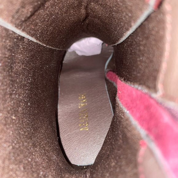 Azalea Wang Brown Leather Boots Croc Print Chunky Bootie Heel Women Size 8.5 - Picture 5 of 11